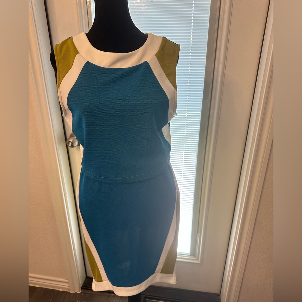 Rehab Elegant Green and White Dress